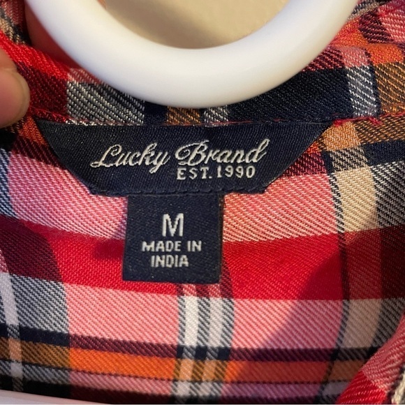 LUCKY BRAND Plaid Button Front Long Sleeve Tulip Back Blouse Top - Picture 4 of 4